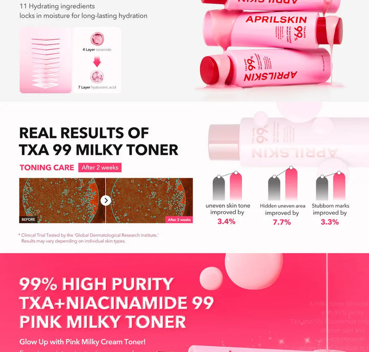 APRILSKIN TXA Niacinamide 99 Milky Toner - 150ml | أبريل سكين تونر حليبي 99% نياسيناميد - 150مل