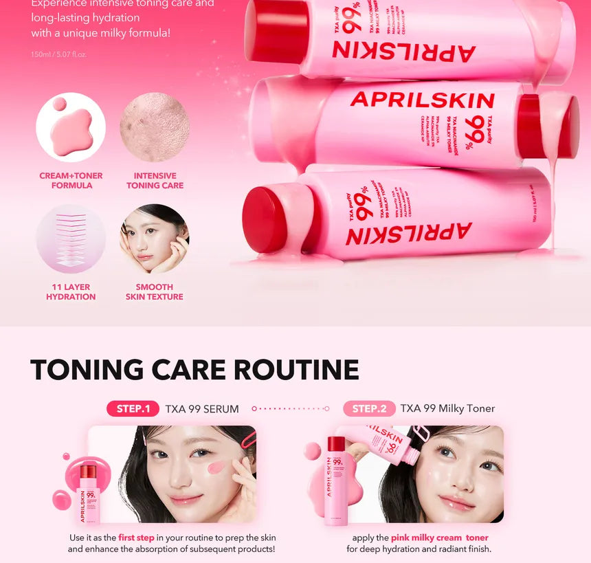 APRILSKIN TXA Niacinamide 99 Milky Toner - 150ml | أبريل سكين تونر حليبي 99% نياسيناميد - 150مل