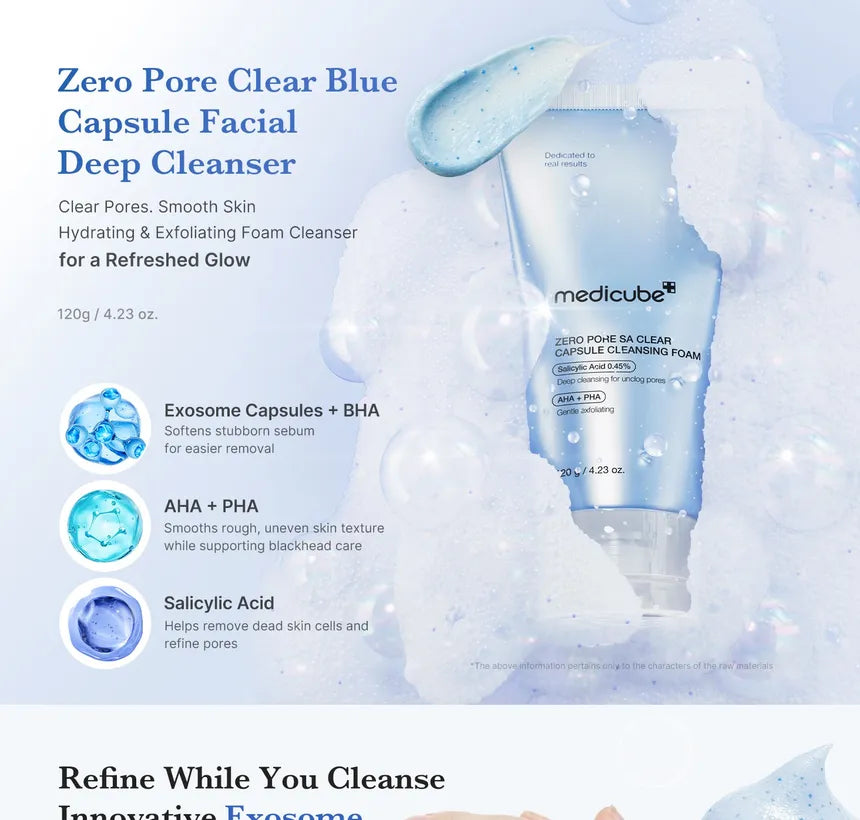 MEDICUBE Zero Pore SA Clear Capsule Cleansing Foam - 120g |ميدي كيوب غسول رغوي بكبسولات لتنقية المسام – 120 غ