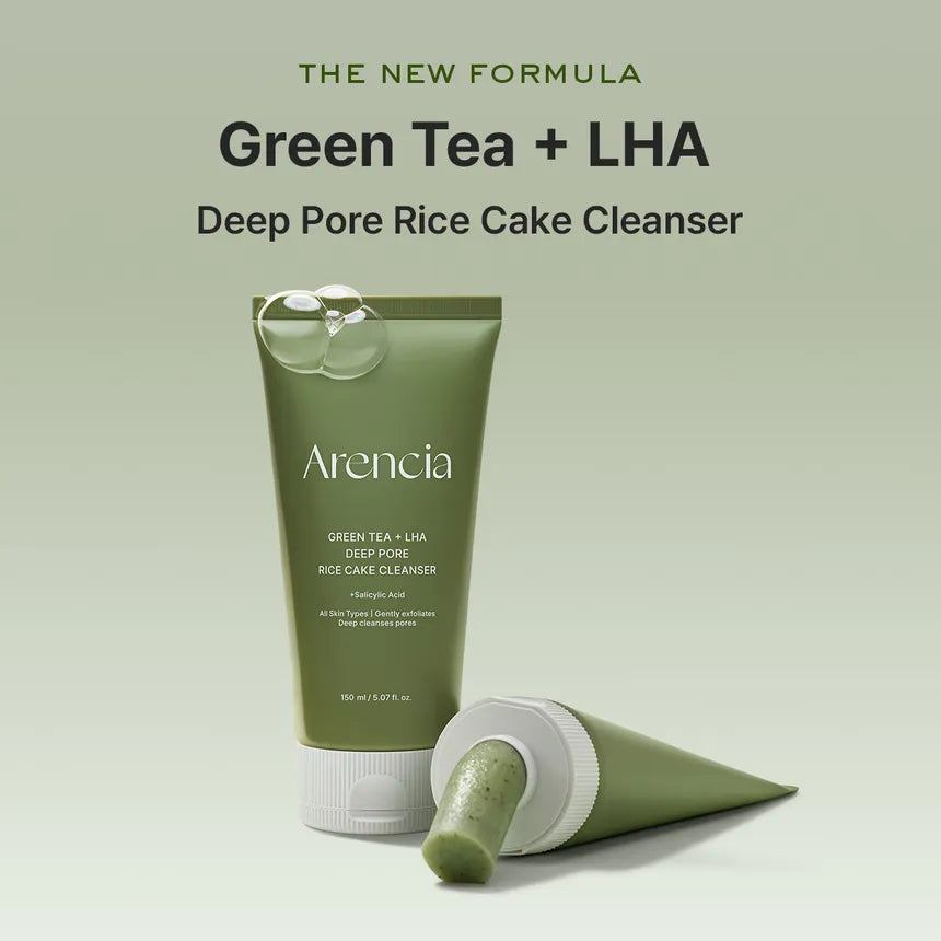 Arencia Green Tea + LHA Deep Pore Rice Cake Cleanser - 150g | ارنيسيا غسول بالشاي الأخضر لتنظيف المسام العميق - 150 غرام
