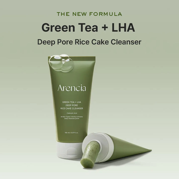 Arencia Green Tea + LHA Deep Pore Rice Cake Cleanser - 150g | ارنيسيا غسول بالشاي الأخضر لتنظيف المسام العميق - 150 غرام