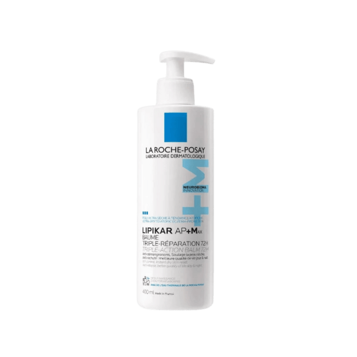 La Roche-Posay Lipikar AP+M balm 400ml white pump bottle with blue label
