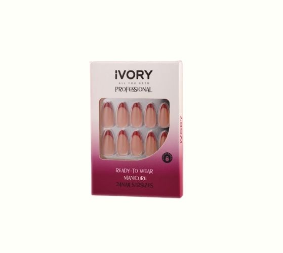 IVORY Two-tone Nail polish - 24Nails | أظافر صناعية ثنائية اللون - 24 قطعة