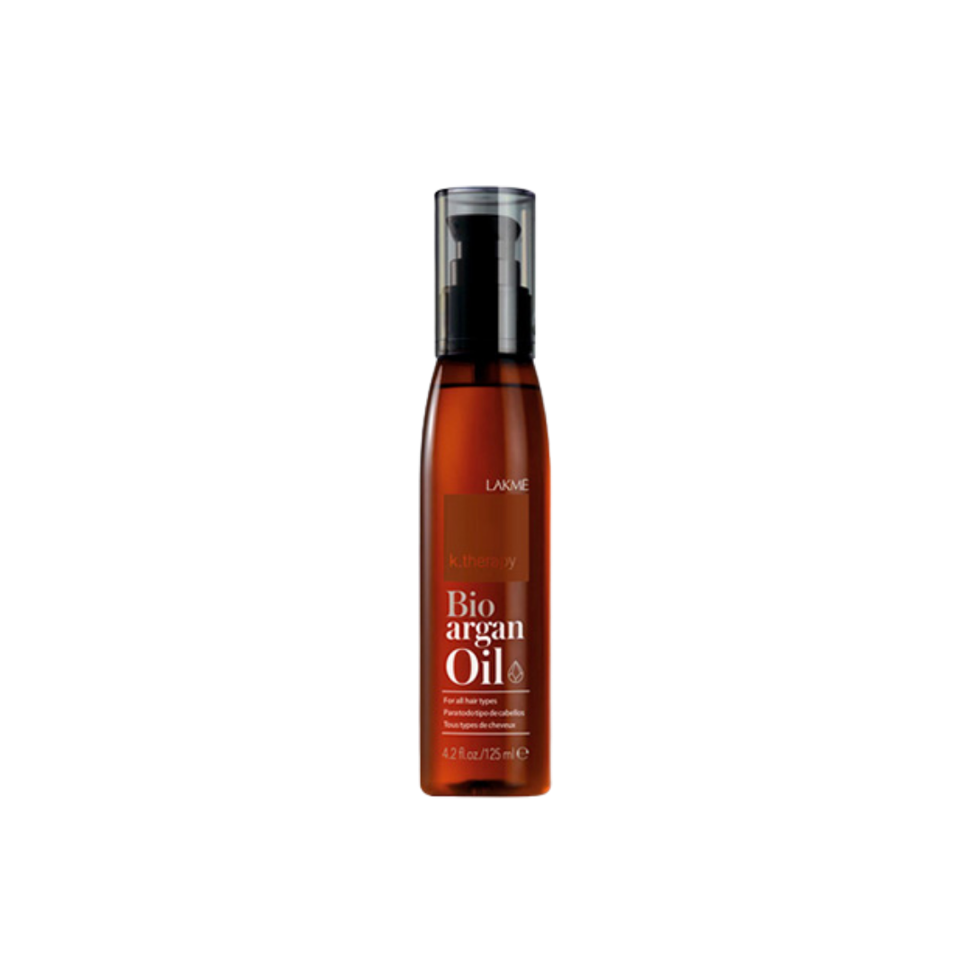 Lakme K.Therapy Bio Argan Oil pump bottle, amber packaging, hair oil treatment, 125 ml.