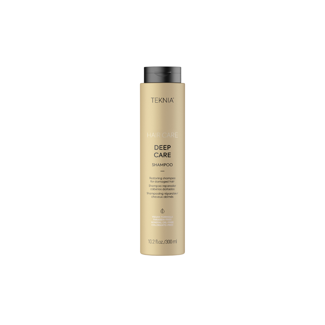 Teknia Hair Care Deep Care Shampoo bottle with black cap, damaged hair shampoo, 300 ml.