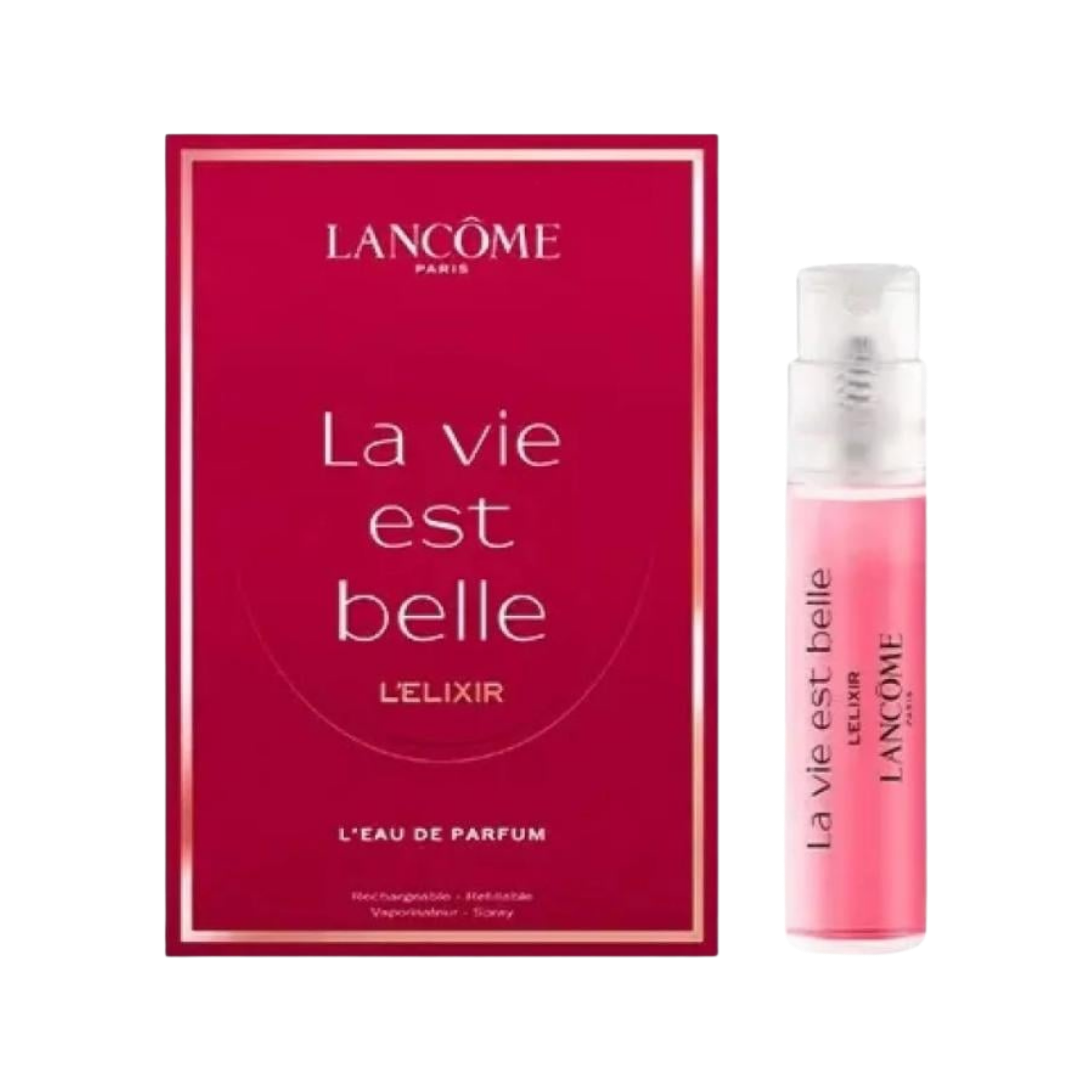 Lancôme La Vie Est Belle L’Elixir eau de parfum sample spray bottle with red box packaging