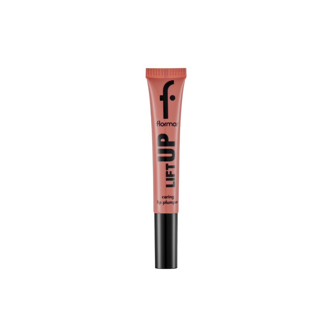 Flormar Lift Up Caring Lip Plumper, nude shade, squeeze tube with black cap, compact packaging
