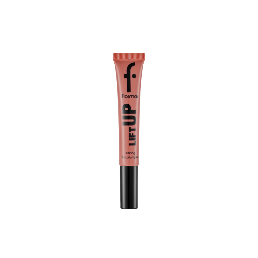 Flormar Lift Up Caring Lip Plumper, nude shade, squeeze tube with black cap, compact packaging