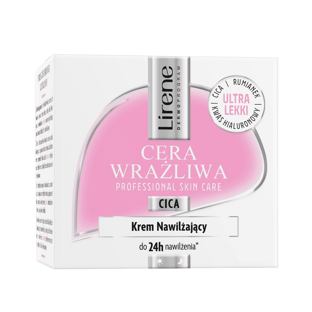 Lirene Cera Wrazliwa Cica moisturizing cream 50 ml box sensitive skin face cream packaging pink white box