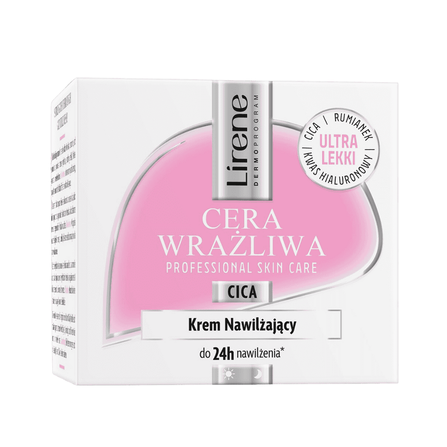 Lirene Cera Wrazliwa Cica moisturizing cream 50 ml box sensitive skin face cream packaging pink white box