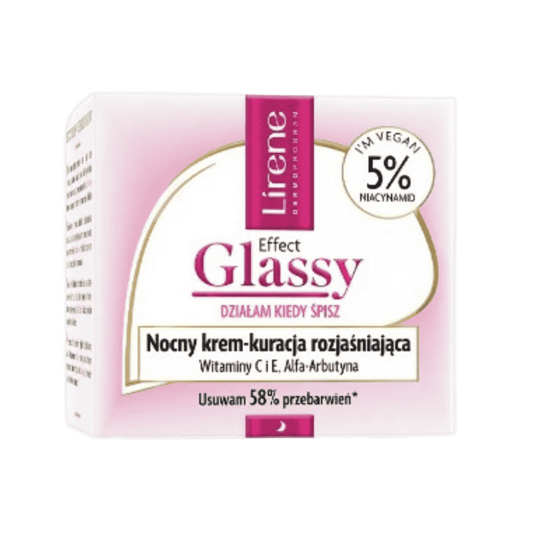 Lirene Glass Effect Night Brightening Cream 50ml jar purple packaging face cream product container 50ml
