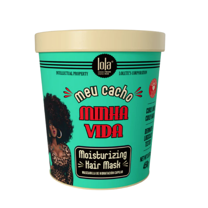 Lola Cosmetics Meu Cacho Minha Vida moisturizing hair mask, 450g, for curly hair hydration.