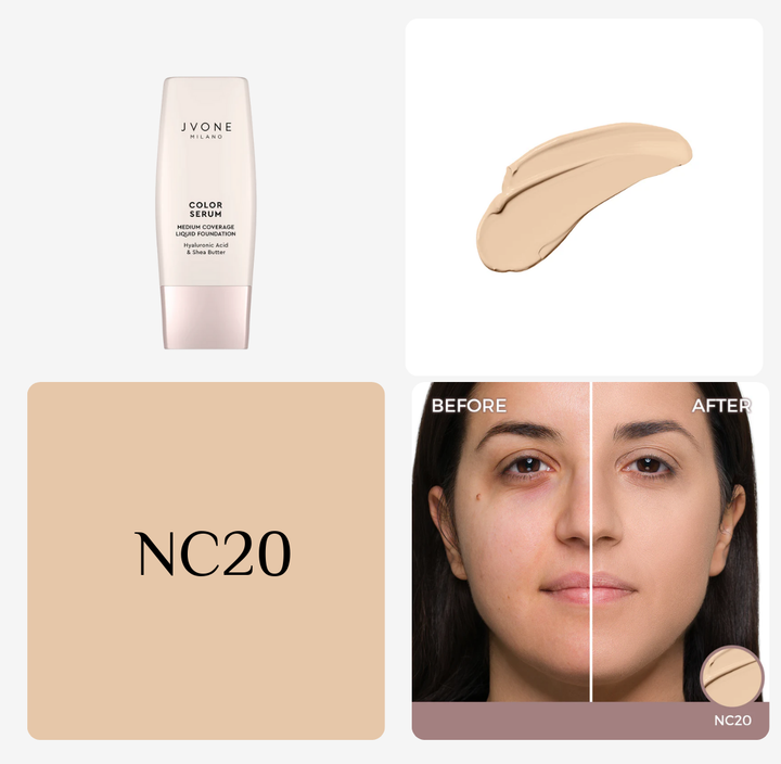 Jvone Milano Color Serum Medium Coverage Liquid Foundation - 30ml | جيفون ميلانو كريم أساس سائل تغطية متوسطة - 30 مل