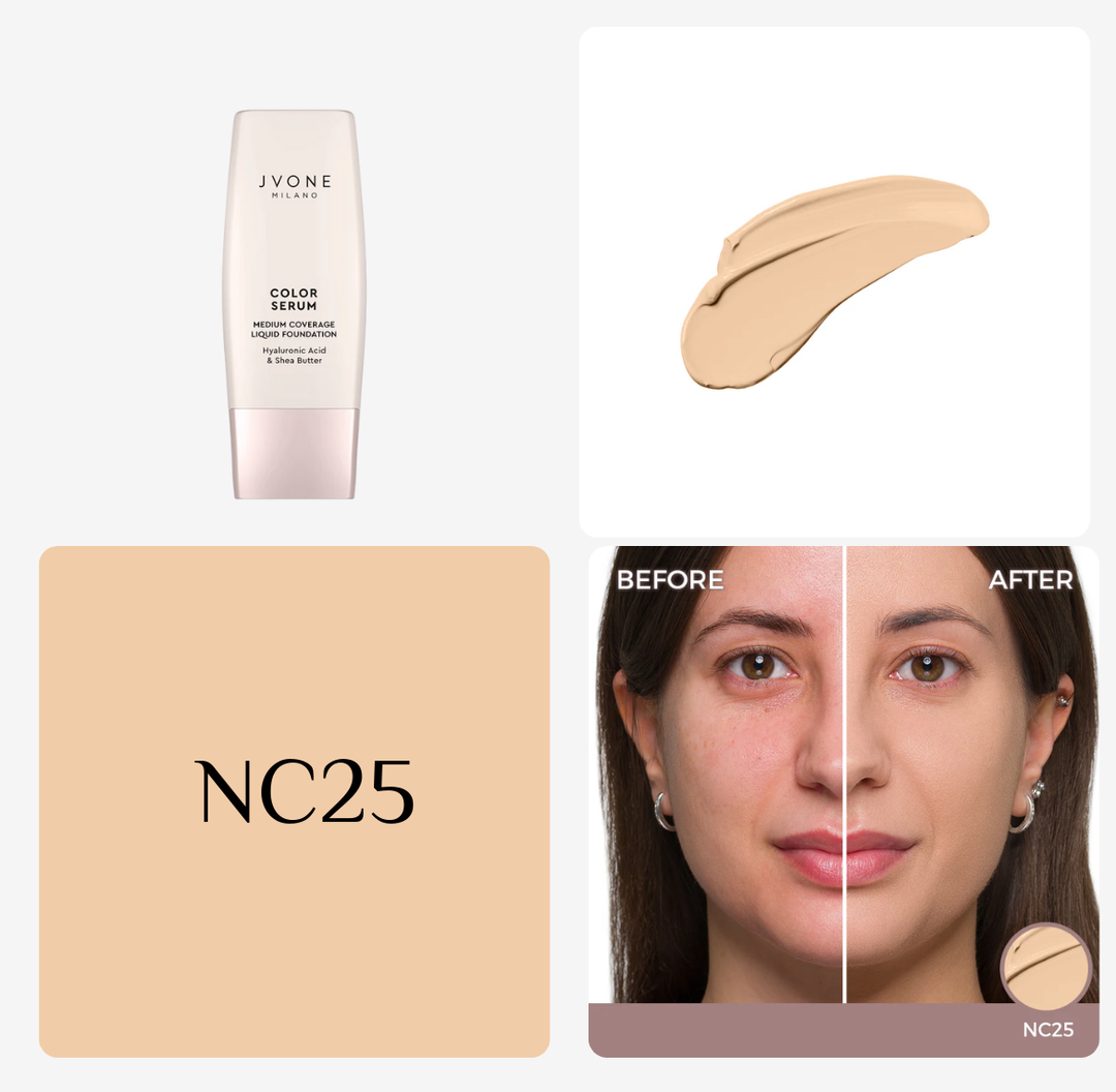 Jvone Milano Color Serum Medium Coverage Liquid Foundation - 30ml | جيفون ميلانو كريم أساس سائل تغطية متوسطة - 30 مل