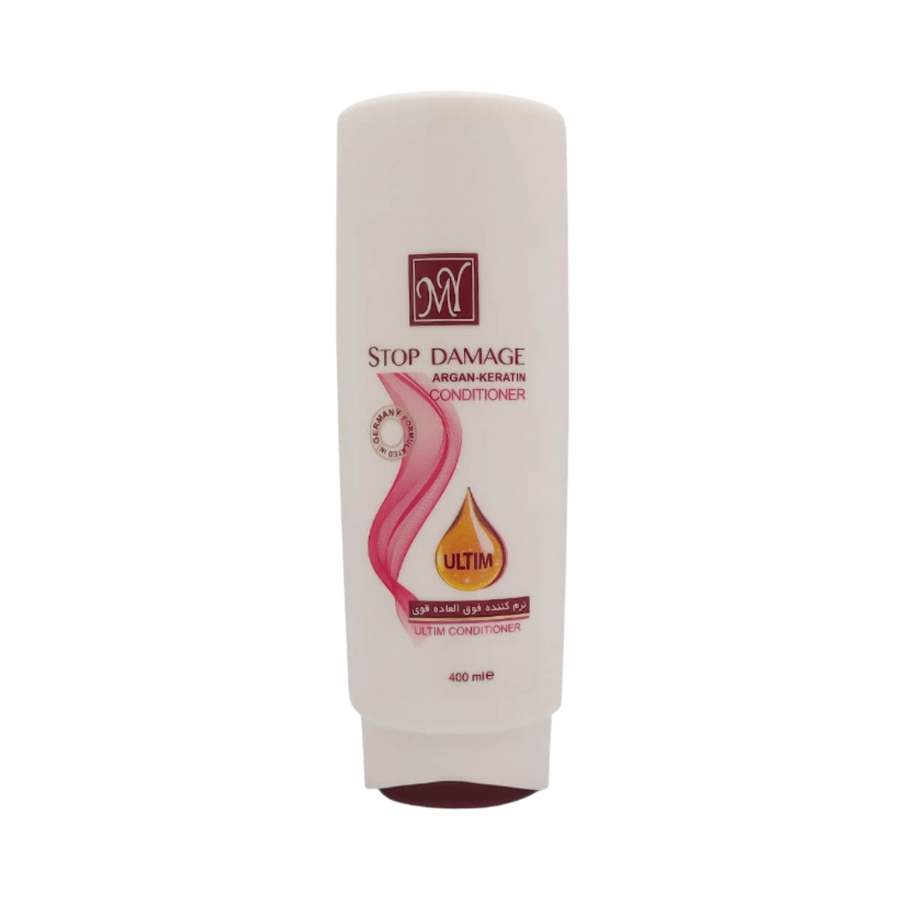 M.Y Stop Damage Argan-Keratin Conditioner 400ml white bottle with red graphics and flip cap