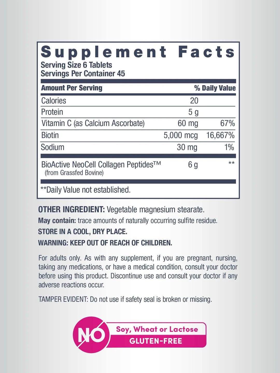 NeoCell Collagen Peptides with Vitamin C and Biotin Hair, Skin, & Nails for Women and Men - 180 Tablets | نيوسيل ببتيدات كولاجين مع فيتامين سي وبيوتين 6000 ملغ - 180 قرص