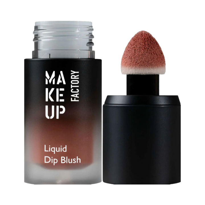 MAKE UP FACTORY Liquid Dip Blush liquid blush with built-in sponge applicator brown packaging