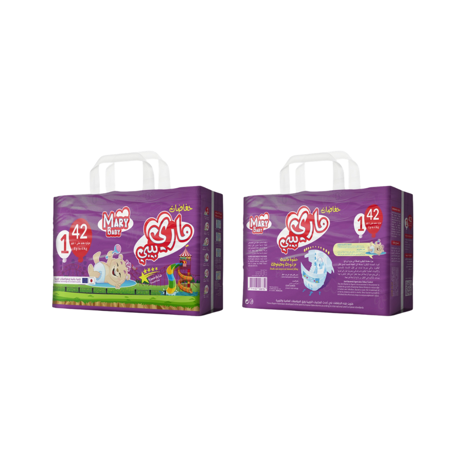 Mary Baby Special Care diapers size 1 newborn up to 4 kg pack with 42 diapers purple packaging