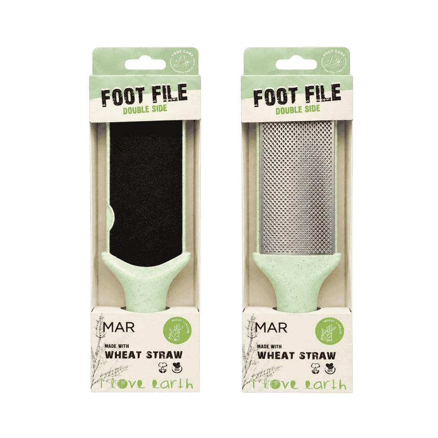 MAR Foot File double side light green wheat straw foot exfoliating tool in package