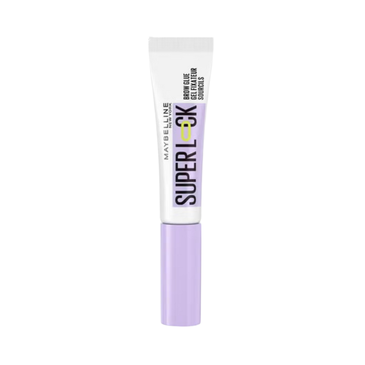 Maybelline Super Lock Brow Glue eyebrow gel 7ml white tube with lavender cap