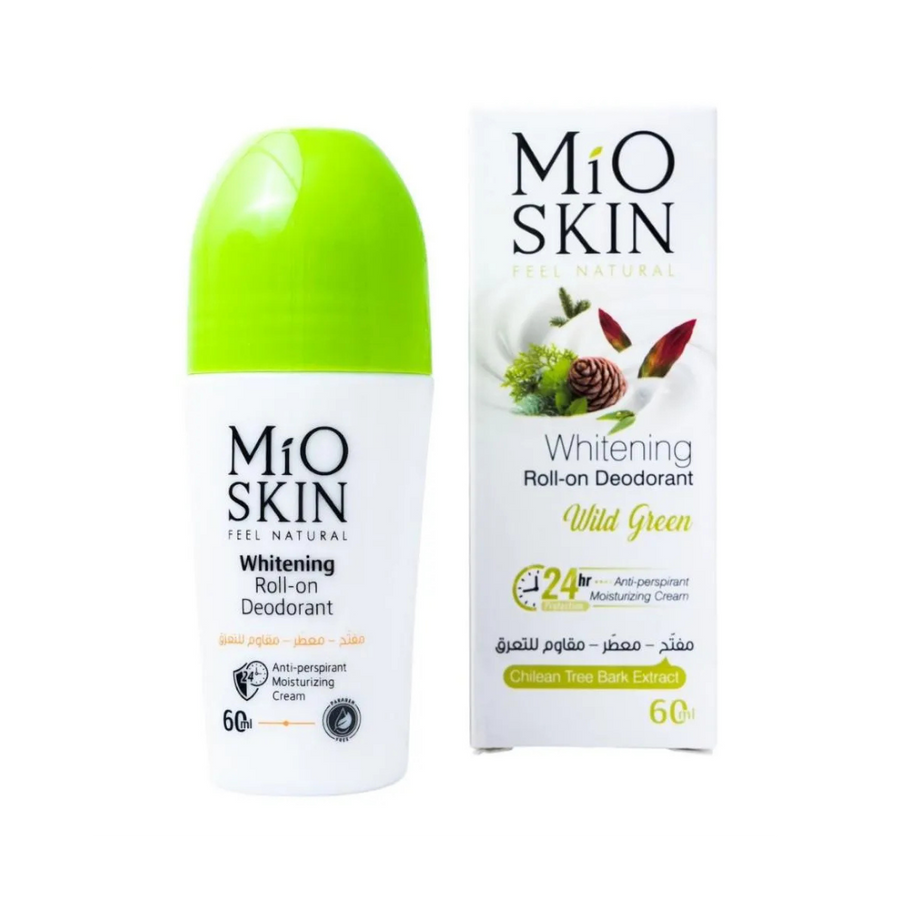 MIO SKIN Wild Green Whitening Roll-On Deodorant 60ml bottle with green cap and matching box