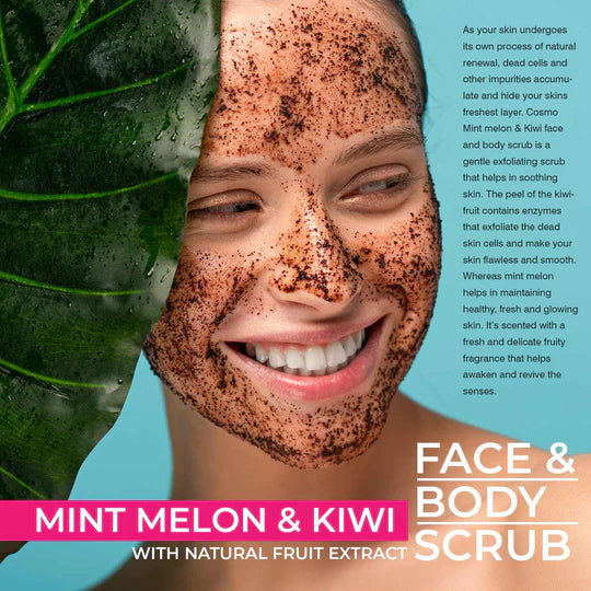 COSMO Smoothie Face & Body Scrub Mint Melon & Kiwi - 500ml | كوزمو مقشر للجسم بالبطيخ والكيوي - 500 مل