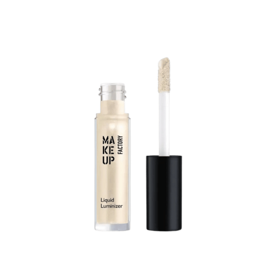 Make Up Factory Liquid Luminizer, clear tube with black cap and beige shimmer applicator