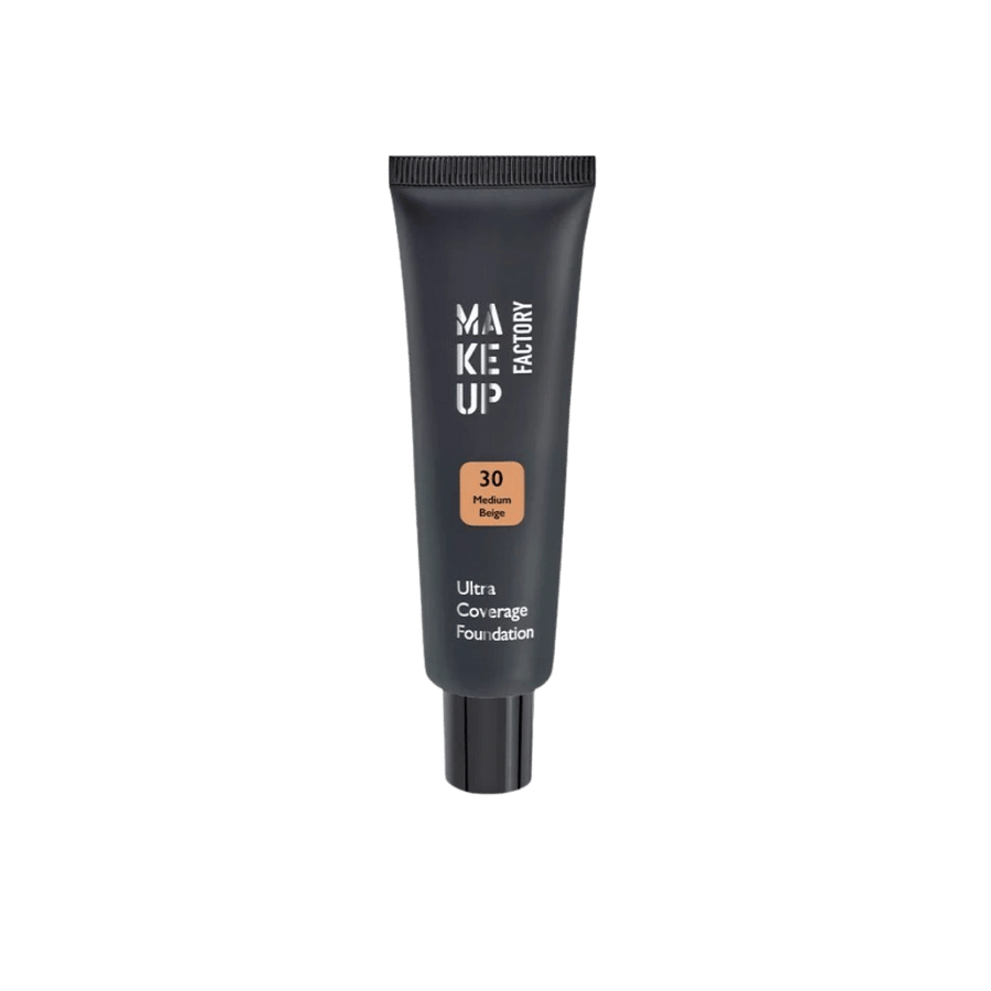 Make Up Factory Ultra Coverage Foundation 30 Medium Beige, black tube with matching cap