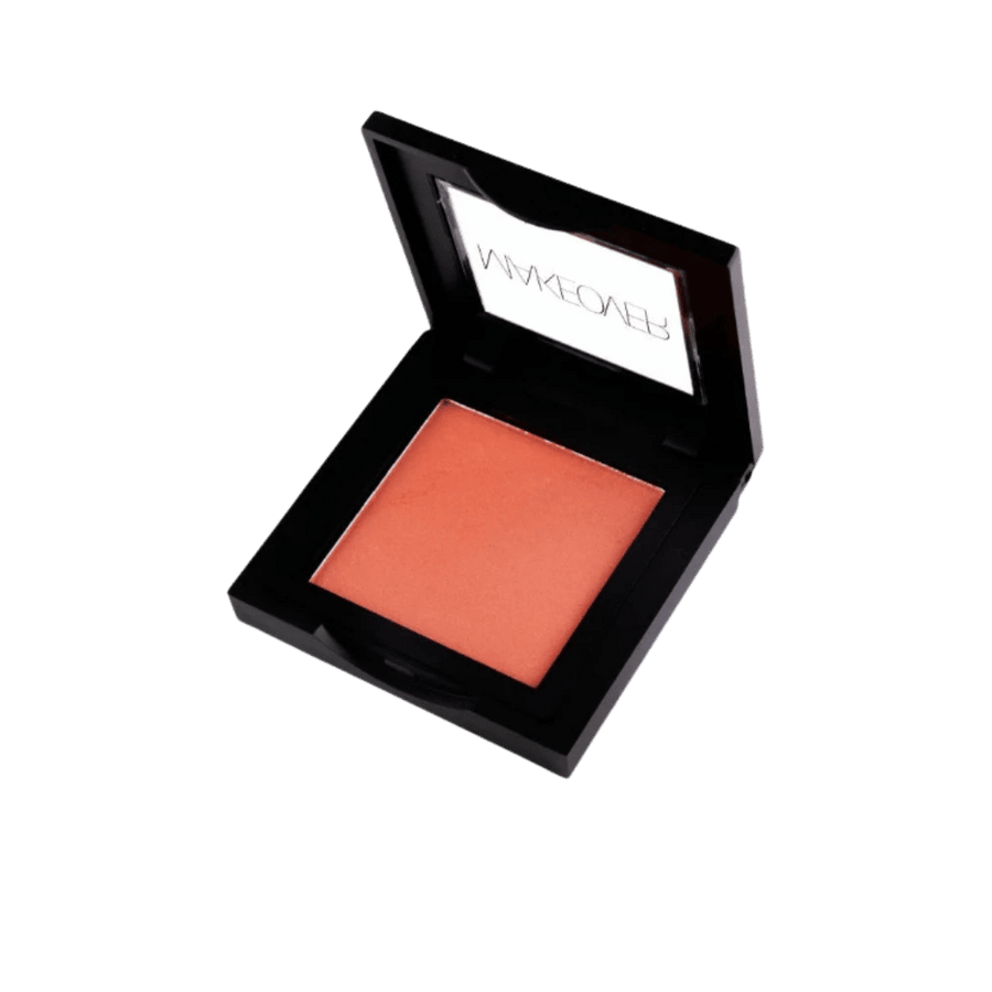 Wakeup Single Blush 08 coral powder blush in black compact with mirror lid