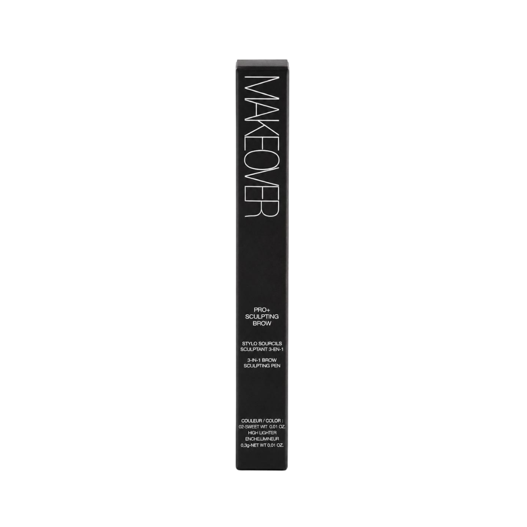 Makeover Pro Sculpting Brow 3-in-1 eyebrow pencil, 0.3g, black rectangular box with white lettering