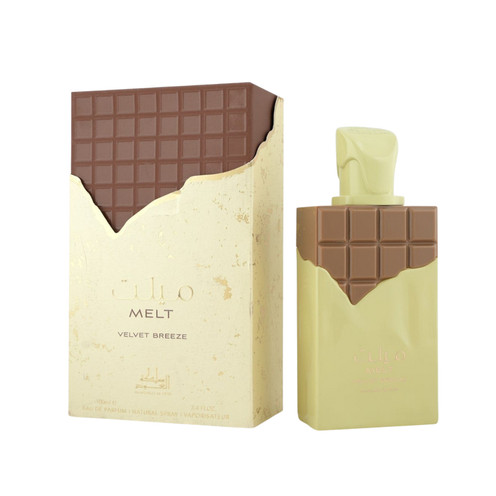 Melt Velvet Breeze eau de parfum 100ml bottle with chocolate design and matching cream box