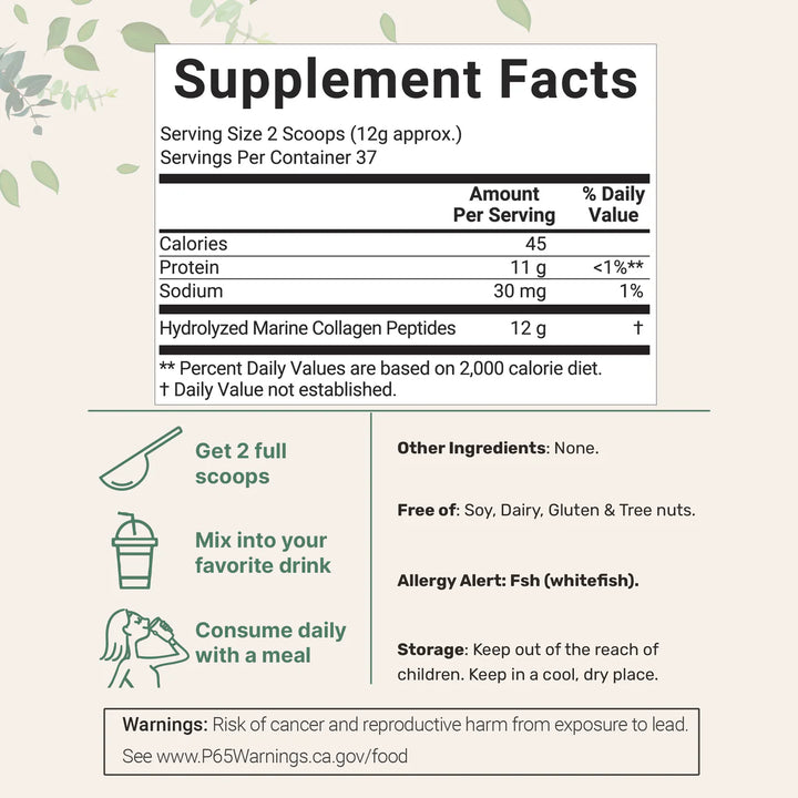 microingredients Marine Collagen Protein Powder - 454g | مايكرو انجريديانز كولاجين بحري بدون نكهة - 454غ