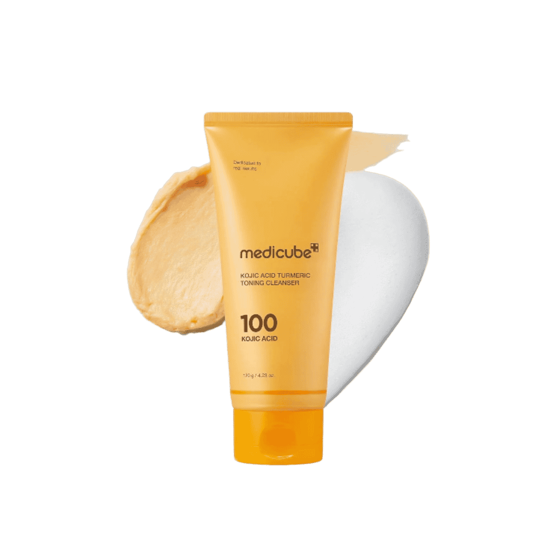 Medicube Kojic Acid Turmeric Toning Cleanser, 120g, with 100% Kojic Acid for skin brightening and toning.