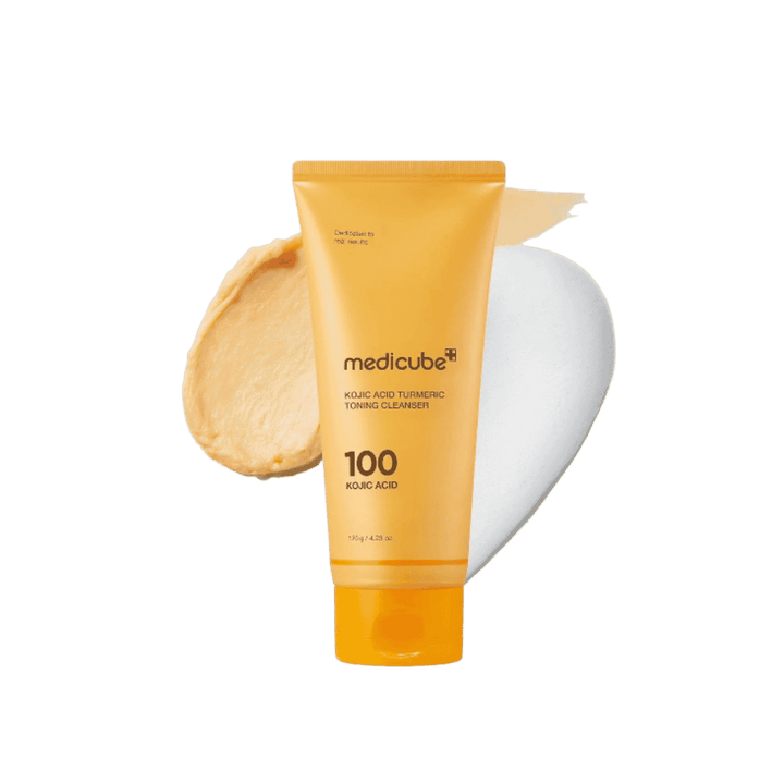 Medicube Kojic Acid Turmeric Toning Cleanser, 120g, with 100% Kojic Acid for skin brightening and toning.