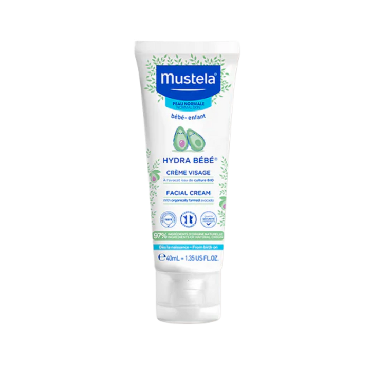Mustela Hydra Baby Facial Cream With Organically Avocado - 40ml | موستيلا كريم مرطب للوجه وللجسم للأطفال - 40مل