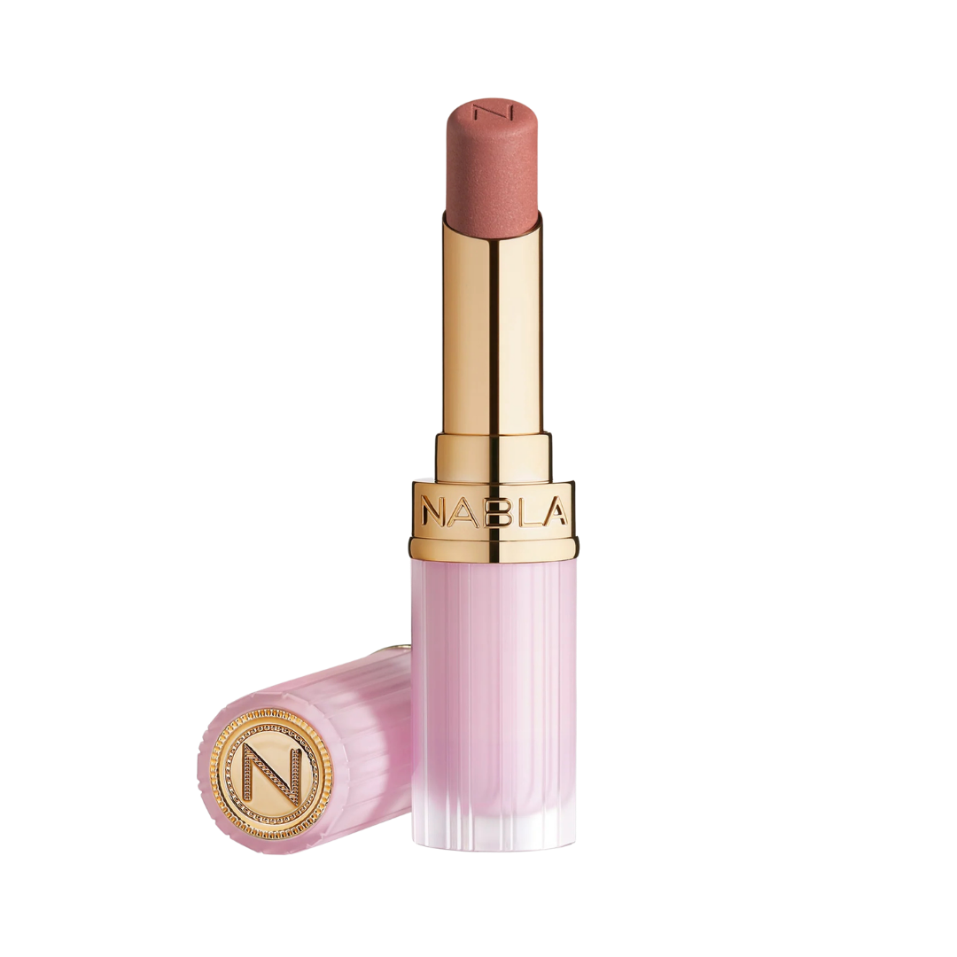 NABLA Beyond Blurry matte lipstick 3.2g in pink tube with gold detailing and embossed logo