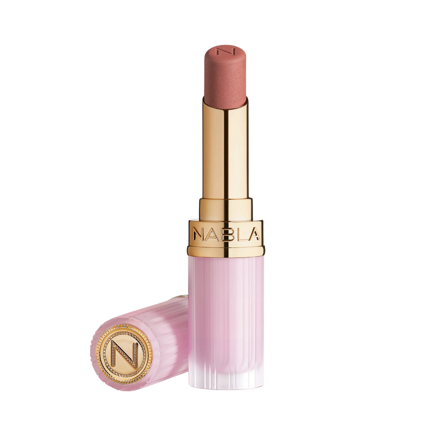 NABLA Beyond Blurry matte lipstick 3.2g in pink tube with gold detailing and embossed logo
