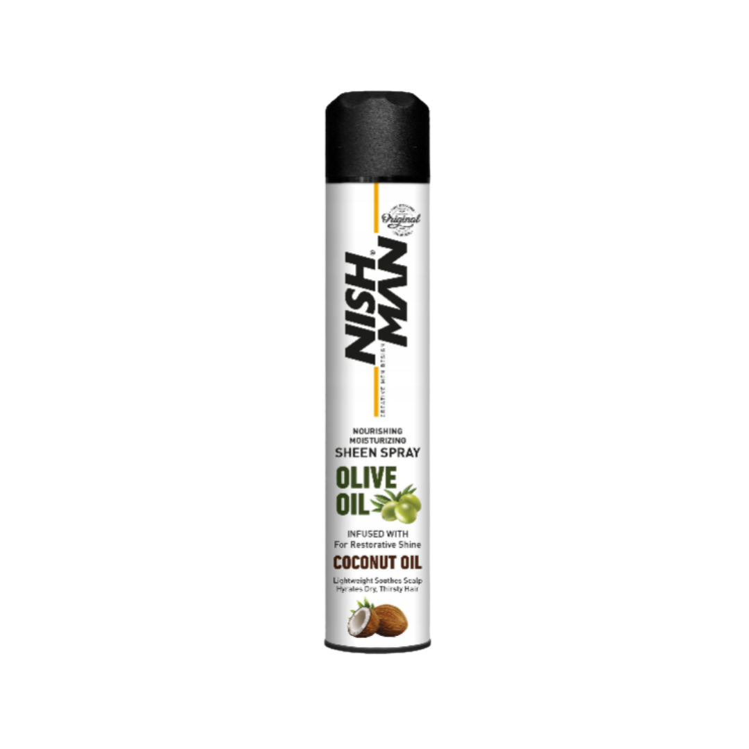 NISH MAN Olive Oil Coconut Oil Sheen Spray - 400ml| نايش مان بخاخ مرطب ومغذي للشعر-400مل