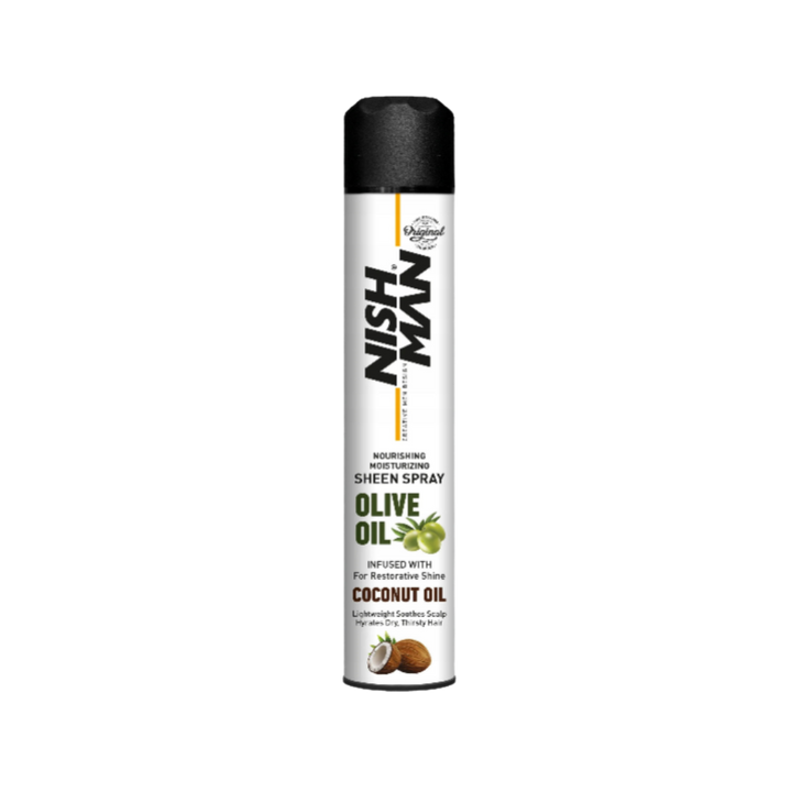 NISH MAN Olive Oil Coconut Oil Sheen Spray - 400ml| نايش مان بخاخ مرطب ومغذي للشعر-400مل