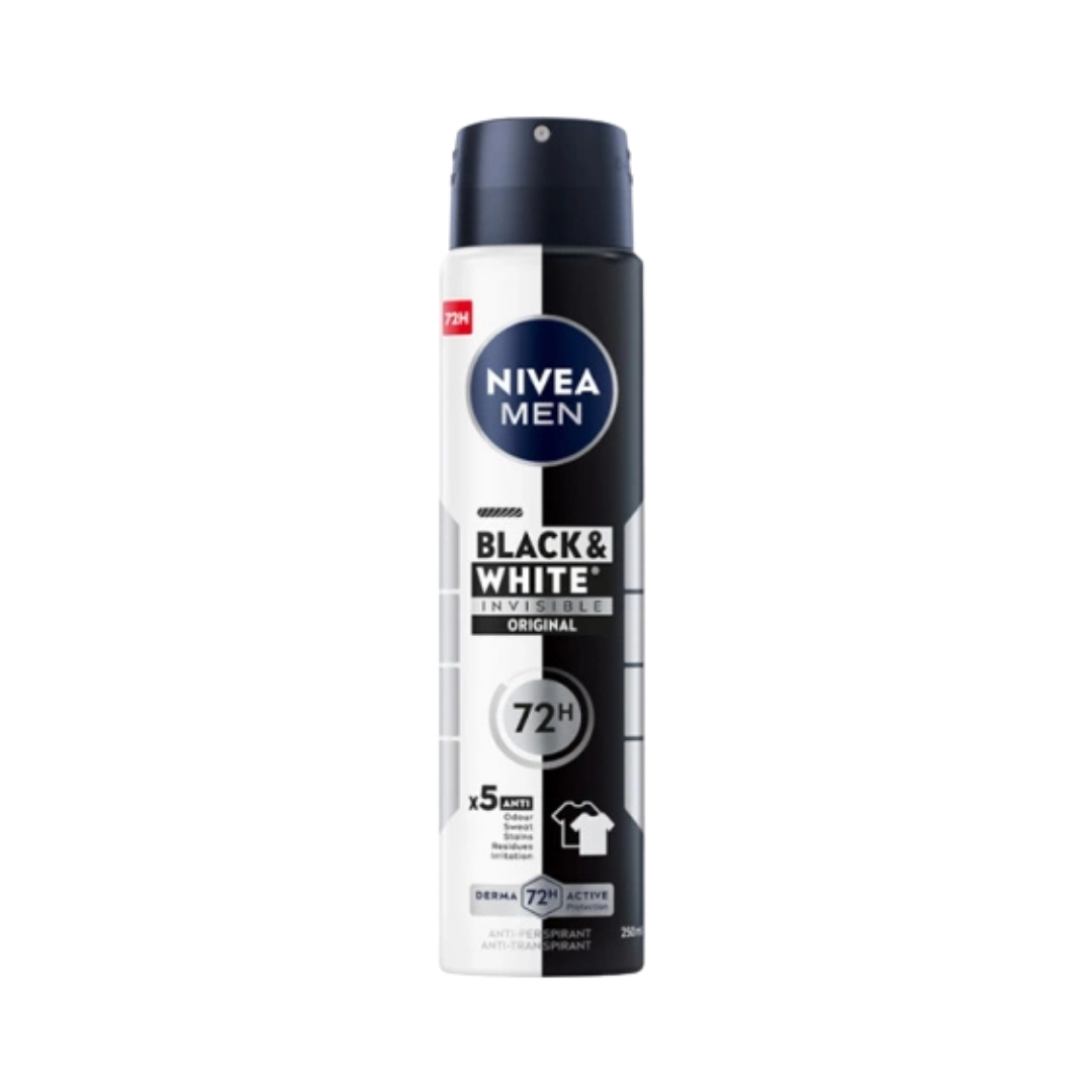 NIVEA Men Black & White Invisible Original antiperspirant spray 200 ml black white aerosol can