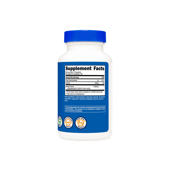 Nutricost Shilajit Capsules 1000 mg - 120 Capsules | نيوتريكوست شيلاجيت 1000 ملغ - 120 كبسولة