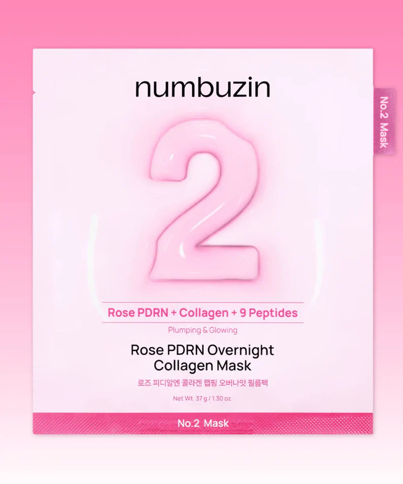 Numbuzin Rose PDRN Collagen Wrapping Overnight Film Pack 4 Sheets - 30g | نمبوزين ماسك ليلي بالكولاجين وزهرة الورد – 4 شرائح – 30 جم