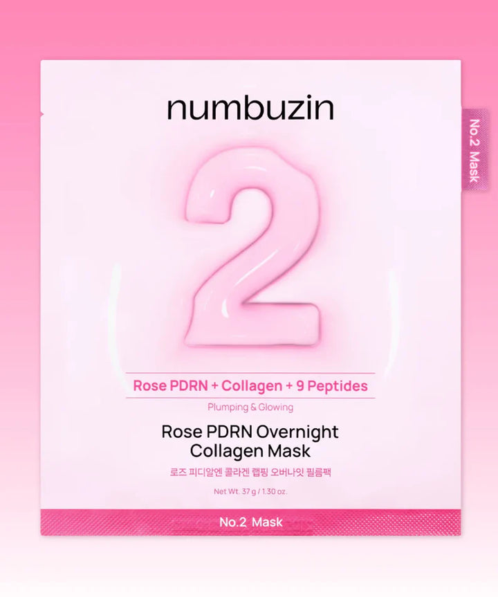 Numbuzin Rose PDRN Collagen Wrapping Overnight Film Pack 4 Sheets - 30g | نمبوزين ماسك ليلي بالكولاجين وزهرة الورد – 4 شرائح – 30 جم