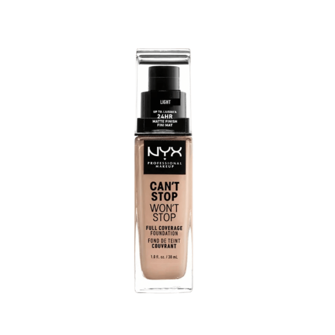 NYX Can’t Stop Won’t Stop full coverage foundation in Light shade, 1 fl oz bottle