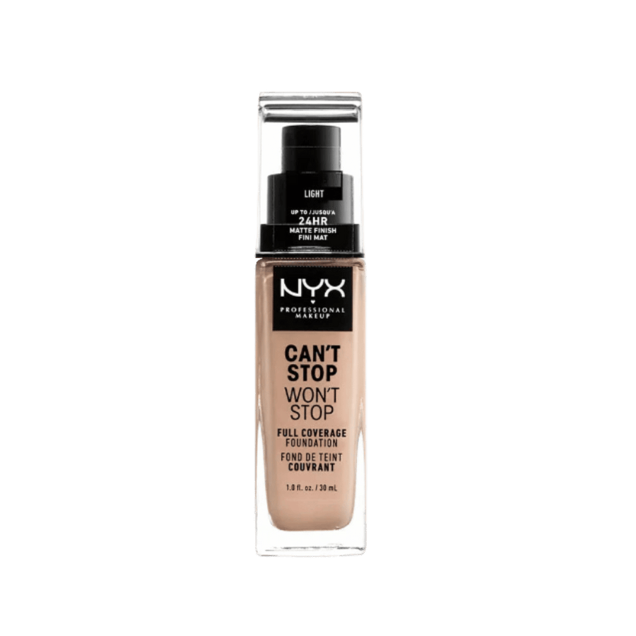 NYX Can’t Stop Won’t Stop full coverage foundation in Light shade, 1 fl oz bottle