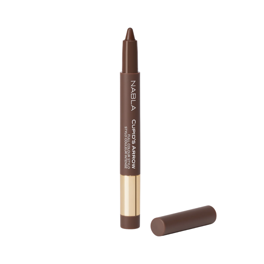 NABLA Cupid’s Arrow Longwear Stylo brown pencil with gold band and cap removed