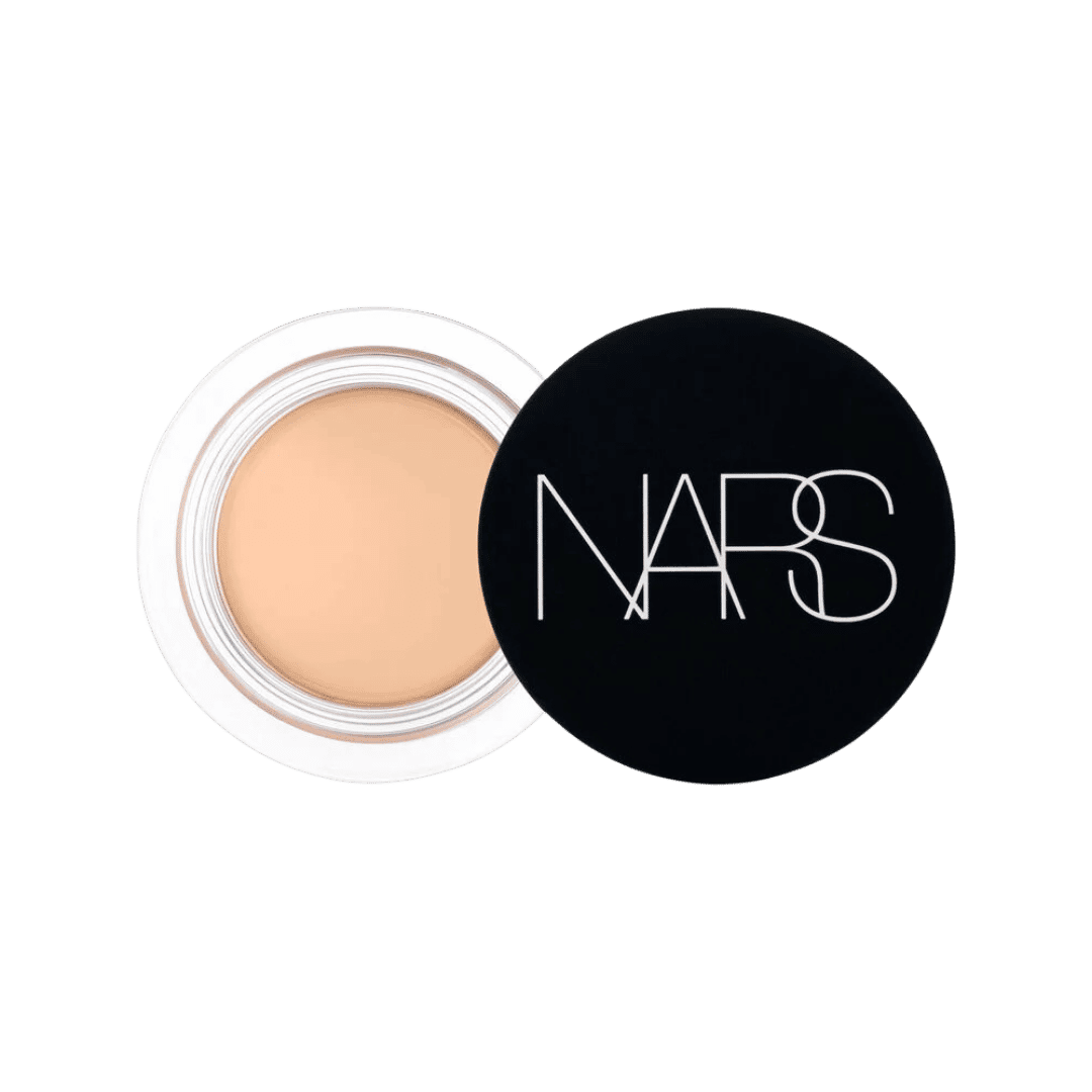 NARS Soft Matte Complete Concealer in Crema Catalana shade, open jar with black logo lid