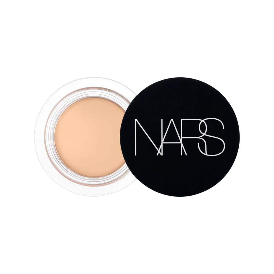 NARS Soft Matte Complete Concealer in Crema Catalana shade, open jar with black logo lid