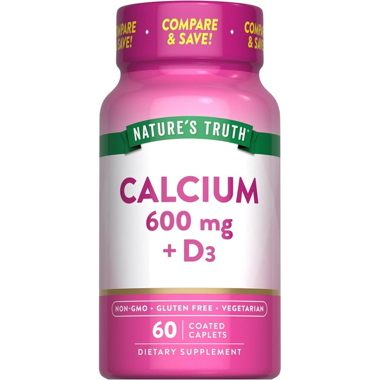 Nature's Truth Calcium 600 mg with Vitamin D3 - 60 Coated Caplets - متوفر في 60 قرص | نيتشرز تروث كالسيوم 600 ملغ + د3 - متوفر في 60 قرص #3