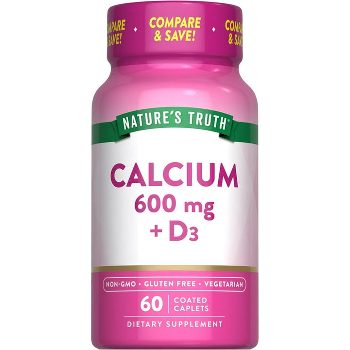 Nature's Truth Calcium 600 mg with Vitamin D3 - 60 Coated Caplets - متوفر في 60 قرص | نيتشرز تروث كالسيوم 600 ملغ + د3 - متوفر في 60 قرص #3